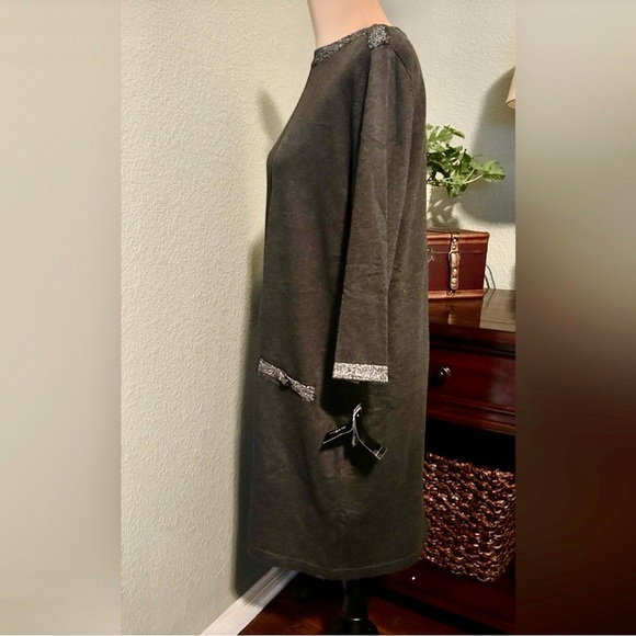 ALYX Dress Large Metallic Trim Shift Dress Black Silver Workwear - Picture 4 of 7